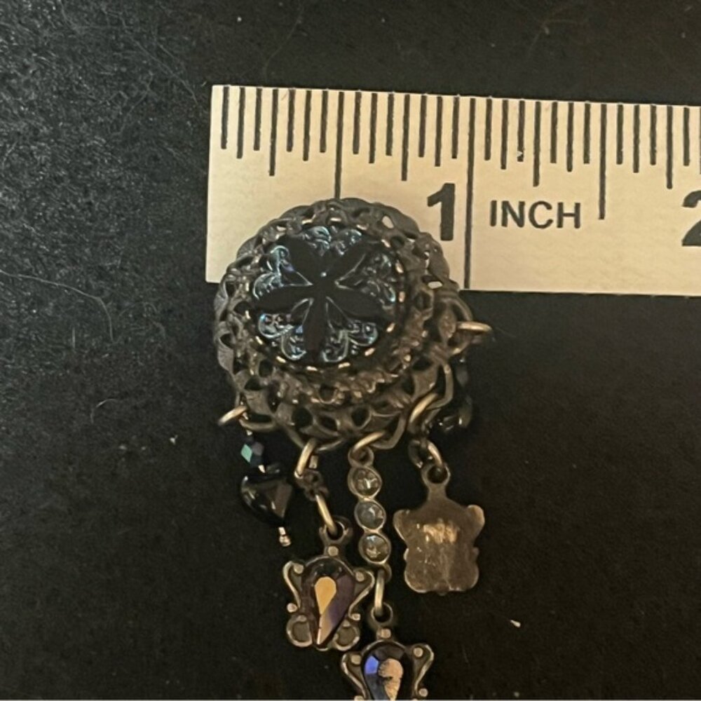 Vintage Banana Bob Silver Blue Iridescent Stone Starfish Dangle Clip On Earrings - Picture 10 of 11